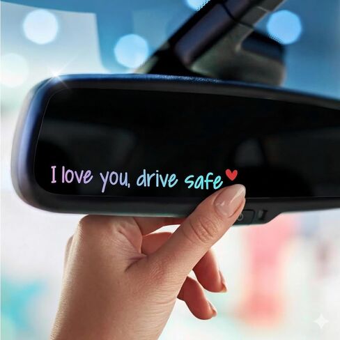 2X I Love You Drive Safe Mirror Sticker, Cute Car Accessories for Women, Car Decals for Women, Rear View Mirror Decal in Kuwait