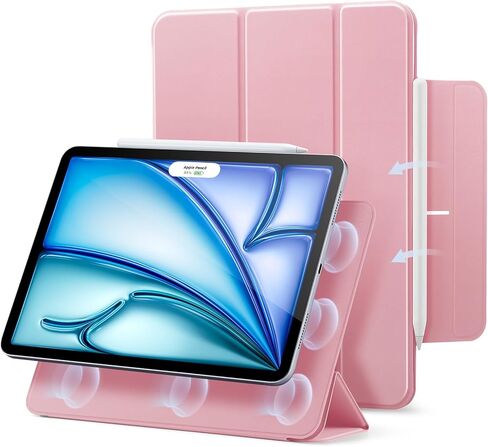 ESR لجهاز iPad Air 13 بوصة، حافظة M2(2024)، حافظة iPad Pro 12.9 (2022/2021، الجيل السادس/الخامس)، مرفق مغناطيسي قوي، حافظة رفيعة قابلة للطي، تدعم قلم رصاص Pro وقلم رصاص (USB-C)، سلسلة ارتداد، أسود in Kuwait