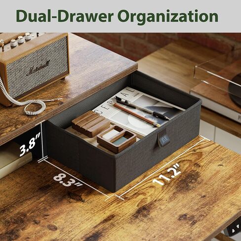 Agilestic 48 x 24 Inches Electric Standing Desk with 2 Storage Drawers, Adjustable Height Sit and Stand Computer Table with Splice Board, Rustic Brown in Kuwait
