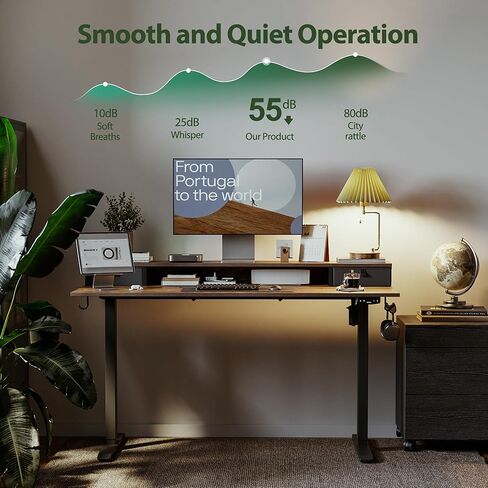 Agilestic 48 x 24 Inches Electric Standing Desk with 2 Storage Drawers, Adjustable Height Sit and Stand Computer Table with Splice Board, Rustic Brown in Kuwait
