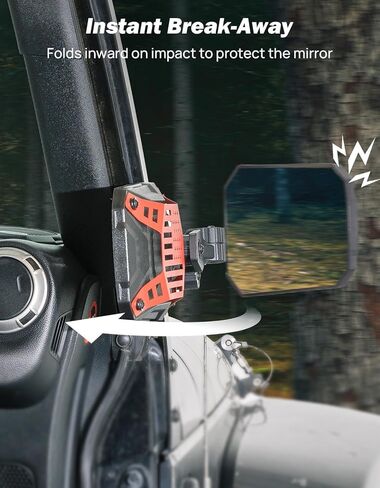 أبواب المرايا الجانبية JOYTUTUS Red Wrangler معطلة متوافقة مع 1997-2018 Wrangler TJ JK JK غير محدود، رؤية أوسع لا اهتزاز وتمايل، تصميم منفصل للطرق الوعرة (لا يناسب الأبواب) in Kuwait