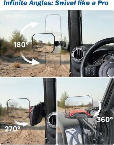 أبواب المرايا الجانبية JOYTUTUS Red Wrangler معطلة متوافقة مع 1997-2018 Wrangler TJ JK JK غير محدود، رؤية أوسع لا اهتزاز وتمايل، تصميم منفصل للطرق الوعرة (لا يناسب الأبواب) in Kuwait