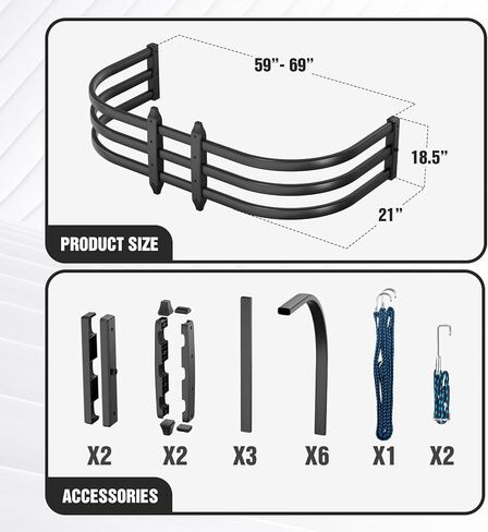 Pickup Truck Bed Extender, 59"-69" Fits for Chevy Silverado & GMC Sierra, Dodge Ram, Ford F-Series, Tundra, Nissan Titan, Aluminum Retractable Adjustable Length Tailgate Extender in Kuwait