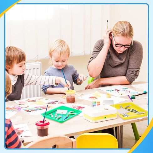 Remerry 4 Pcs Plastic Art Tray for Classroom Stackable Activity Craft Sand Tray Sensory Play Organizer for Kid Painting School Work Art Project Jewelry Sorting Supply (13.4 x 10 Inch,Rainbow Color) in Kuwait