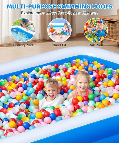 Extra Large Inflatable Swimming Pool - 145" X 74" X 22" Oversized Thickened Blow Up Pool for Kids and Adult, Kiddie Pool for Backyard, Easy Setup & Portable in Kuwait