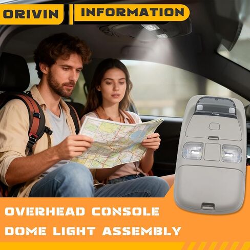 Upgraded LED Overhead Console Dome Map Light Lamp For Dodge Ram 1500 1998-2001 Ram 2500 3500 1998-2002 Truck,SN96TL2AA(Gray with Display Bezel) in Kuwait