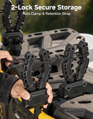 KEMIMOTO Double Tool Rack for ATV, Auto-Clamp Hunting Tool Mount, Hands-Free Bow Holder Grips with Rubber Straps, Fits ATVs Strollers Bike Snowmobiles Mobility Scooters (0.75-1.25 in Round Tubes) in Kuwait