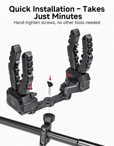 KEMIMOTO Double Tool Rack for ATV, Auto-Clamp Hunting Tool Mount, Hands-Free Bow Holder Grips with Rubber Straps, Fits ATVs Strollers Bike Snowmobiles Mobility Scooters (0.75-1.25 in Round Tubes) in Kuwait