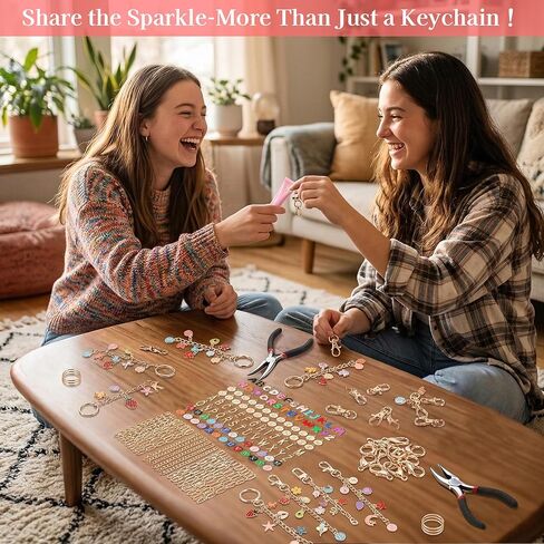 Lemosyu 563Pcs Lip Gloss Keychain Making Kit,DIY Craft Bag Charm Kit with Charms,Key Chains,Key Chain Hooks,Jump Rings,Lobster Claw Clasps,Gift Bags&Tools,Jewelry Making Supplies for Valentines Gifts in Kuwait