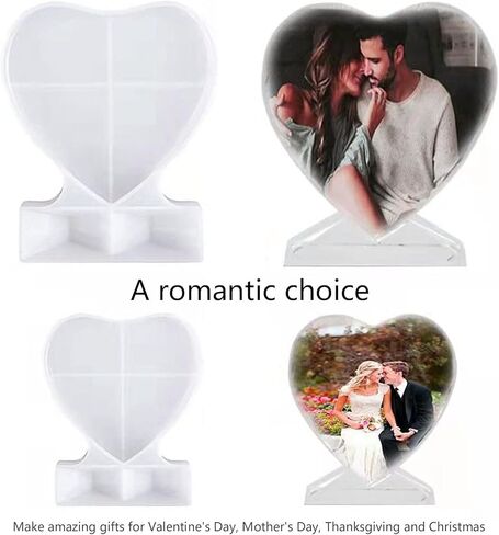 Heart Shape Photo Frame Mold Silicone Picture Mold DIY Personalized Home Decorations Romantic Gifts for Valentine Day Mother Day Christmas Transparent White 2PCS S L Size in Kuwait