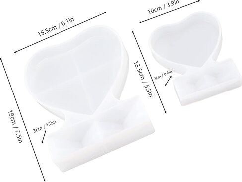 Heart Shape Photo Frame Mold Silicone Picture Mold DIY Personalized Home Decorations Romantic Gifts for Valentine Day Mother Day Christmas Transparent White 2PCS S L Size in Kuwait
