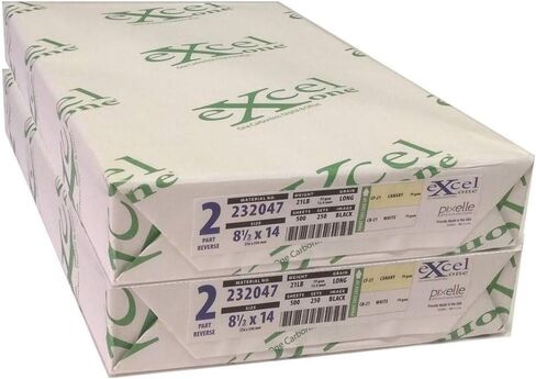 ورق عكسي Excel One™ خالي من الكربون مكون من جزأين (كناري/أبيض)، 8.5 بوصة × 14 بوصة (232047)، 250 مجموعة لكل رزمة - رزمتان (2) (500 مجموعة) in Kuwait