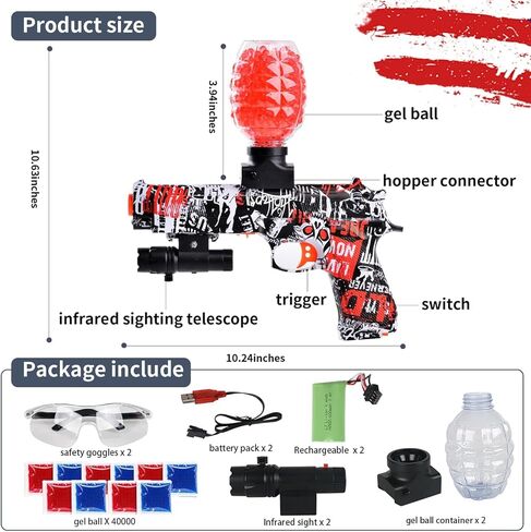 Electric Gel Blasters, Automatic Splatter Blaster with 40000+, Splat Ball Blasters - Summer Outdoor Yard Activities for 14+ Years Old, 2 Pack in Kuwait