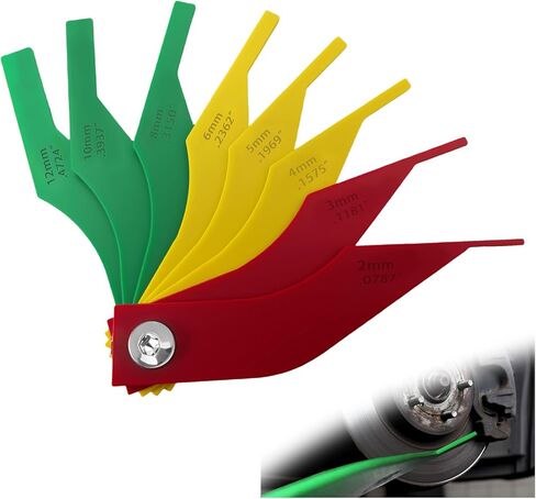 8PCS 2-12mm Car Brake Pad Measuring Tool,Plastics Color-Coded Car Brake Pad Gauge with Metric/SAE Size for Brakes Pads Thickness Measurement,Drum/Disc Brakes Pads Thickness Gauge in Kuwait