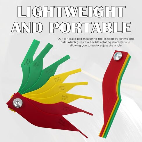 8PCS 2-12mm Car Brake Pad Measuring Tool,Plastics Color-Coded Car Brake Pad Gauge with Metric/SAE Size for Brakes Pads Thickness Measurement,Drum/Disc Brakes Pads Thickness Gauge in Kuwait