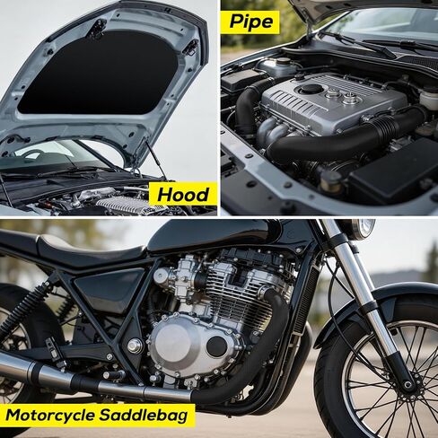 PAWBOSE Heat Shield ألومنيوم للسيارات 12 بوصة × 12 بوصة - يعكس حرارة مشعة بنسبة 95٪ للموقد والعادم والدراجات النارية والمدفأة والخزائن وحماية الثلاجة (أسود) in Kuwait