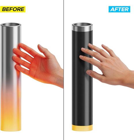 PAWBOSE Heat Shield ألومنيوم للسيارات 12 بوصة × 12 بوصة - يعكس حرارة مشعة بنسبة 95٪ للموقد والعادم والدراجات النارية والمدفأة والخزائن وحماية الثلاجة (أسود) in Kuwait