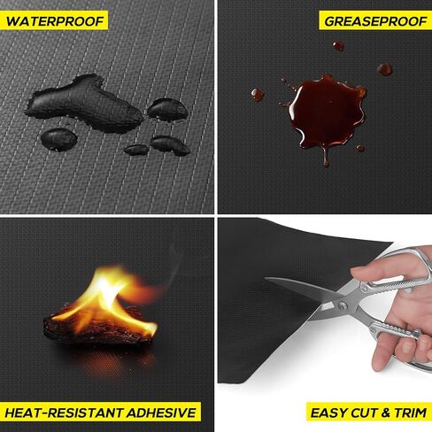 PAWBOSE Heat Shield ألومنيوم للسيارات 12 بوصة × 12 بوصة - يعكس حرارة مشعة بنسبة 95٪ للموقد والعادم والدراجات النارية والمدفأة والخزائن وحماية الثلاجة (أسود) in Kuwait
