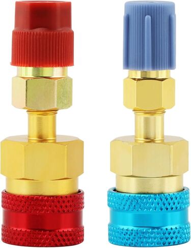2Pcs R1234yf to R134a Adapter Kit, High/Low Side Quick Couplers, Durable Aluminum Alloy Fitting Connectors for Car AC Refrigerant Evacuation & Recharging in Kuwait