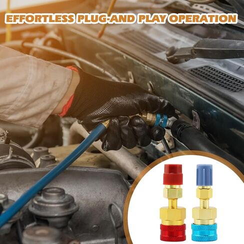 2Pcs R1234yf to R134a Adapter Kit, High/Low Side Quick Couplers, Durable Aluminum Alloy Fitting Connectors for Car AC Refrigerant Evacuation & Recharging in Kuwait
