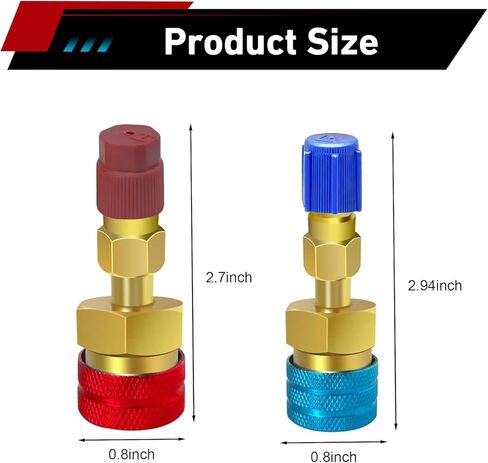 2 PCS Car R1234yf Adapters, R1234yf to R134a AC Quick Coupler Kit, High & Low Pressure Conversion Connector for Refilling, Universal for Most AC System Hose Fitting (Gold) in Kuwait