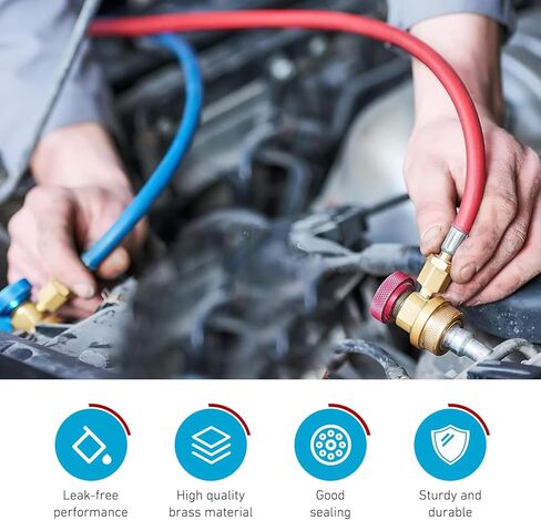 2 PCS Car R1234yf Adapters, R1234yf to R134a AC Quick Coupler Kit, High & Low Pressure Conversion Connector for Refilling, Universal for Most AC System Hose Fitting (Gold) in Kuwait