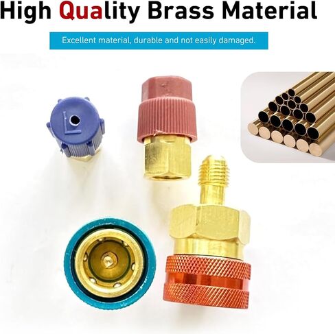2 PCS Car R1234yf Adapters, R1234yf to R134a AC Quick Coupler Kit, High & Low Pressure Conversion Connector for Refilling, Universal for Most AC System Hose Fitting (Gold) in Kuwait
