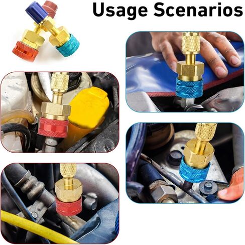 2 PCS Car R1234yf Adapters, R1234yf to R134a AC Quick Coupler Kit, High & Low Pressure Conversion Connector for Refilling, Universal for Most AC System Hose Fitting (Gold) in Kuwait
