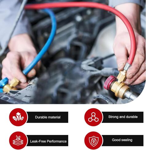 2 PCS R1234YF Quick Couplers Kit, R1234YF to R134A Refrigerant Conversion Adapter, High Low Side Hose Fitting Connector for Car Air Conditioning System AC Charging (Gold) in Kuwait