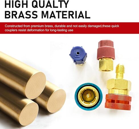 2 PCS R1234YF Quick Couplers Kit, R1234YF to R134A Refrigerant Conversion Adapter, High Low Side Hose Fitting Connector for Car Air Conditioning System AC Charging (Gold) in Kuwait
