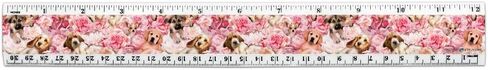 Puppies Dogs Pink Flowers Pattern 12 Inch Standard and Metric Plastic Ruler in Kuwait