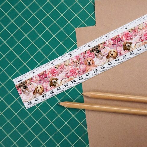 Puppies Dogs Pink Flowers Pattern 12 Inch Standard and Metric Plastic Ruler in Kuwait