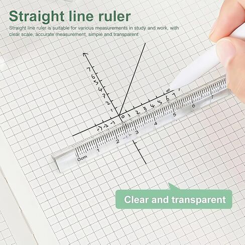 2PCS Clear Ruler Precision 6" Straight Measuring Ruler Triangle Measuring Tools Ideal for School Office and DIY in Kuwait
