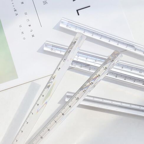 2PCS Clear Ruler Precision 6" Straight Measuring Ruler Triangle Measuring Tools Ideal for School Office and DIY in Kuwait