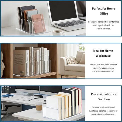 2 Pcs Acrylic File Organizer,7 Slots Desktop File Sorter Organizer,Paper Organizer for Desk,Workspace Organizers for Office,Home,School in Kuwait