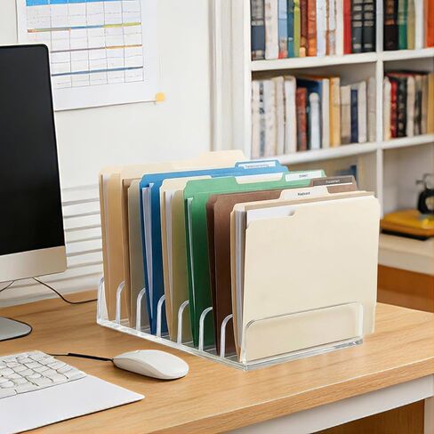 2 Pcs Acrylic File Organizer,7 Slots Desktop File Sorter Organizer,Paper Organizer for Desk,Workspace Organizers for Office,Home,School in Kuwait