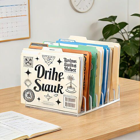 2 Pcs Acrylic File Organizer,7 Slots Desktop File Sorter Organizer,Paper Organizer for Desk,Workspace Organizers for Office,Home,School in Kuwait