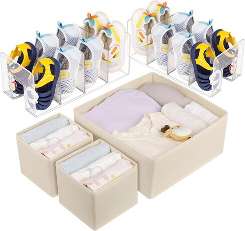 5 Pack Drawer Organizer Clothes, Foldable Baby Organizers and Storage & Dresser Organizer for Bedroom Closet– Nursery Drawer Dividers for Underwear, Socks, Baby Shoes, Bras, Belts, Ties in Kuwait