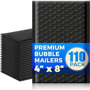 110-Pack Bubble Mailer 4'' x 8'' - Self-Sealing Waterproof Small Mailing Envelopes Padded Lightweight Shipping Bags for Accessories, Small Parts, Jewelry, Trading Cards, Compact Items 4x7 Usable Space in Kuwait