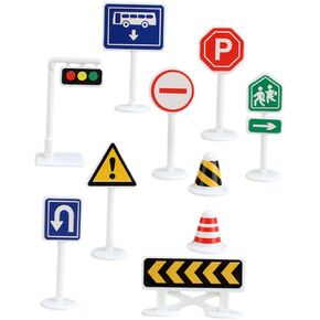 ibasenice 10pcs Miniature Traffic Sign for Bright Color Road Barricade Models Lightweight and Portable Educational Road Playset in Kuwait