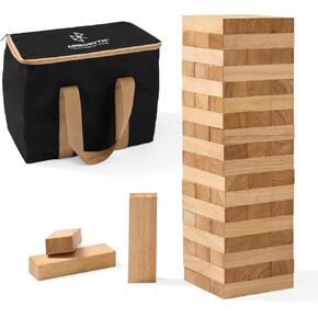 Giant Stacking Tower Game - Premium Wooden Blocks Stacking Tower Game for Family Party, BBQ & Lawn Games - Natural in Kuwait