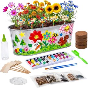 Large Paint & Plant Flower Growing Kit for Kids with 5 Flower Seeds, Gift Ideas Age 5 6 7 8-12 Years, Fun Kids Gardening Set, Birthday Crafts Gifts for Girls & Boys, Art Projects for Ages 5-12 Years in Kuwait