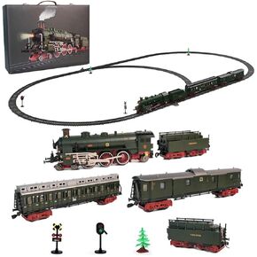 Alloy Electric Train Model Set, Christmas Classical Steam Locomotive Model with Long Track, Lights & Sounds - Realistic Toy Train Gift in Saudi Arabia
