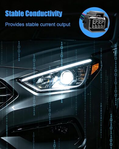 TIKSCIENCE 8 دبابيس موصل تسخير المصابيح الأمامية مناسب لشركة Hyundai Sonata 2015-2017 استبدال 92101-C2000 92102-C2000 HY2503183، مقبس المصباح الأمامي لتسخير الأسلاك، ضفيرة قابس المصباح الأمامي in Kuwait