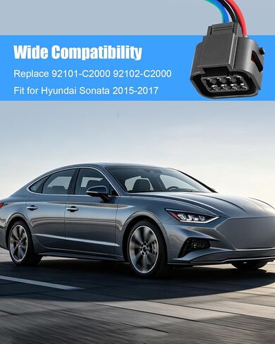 TIKSCIENCE 8 دبابيس موصل تسخير المصابيح الأمامية مناسب لشركة Hyundai Sonata 2015-2017 استبدال 92101-C2000 92102-C2000 HY2503183، مقبس المصباح الأمامي لتسخير الأسلاك، ضفيرة قابس المصباح الأمامي in Kuwait