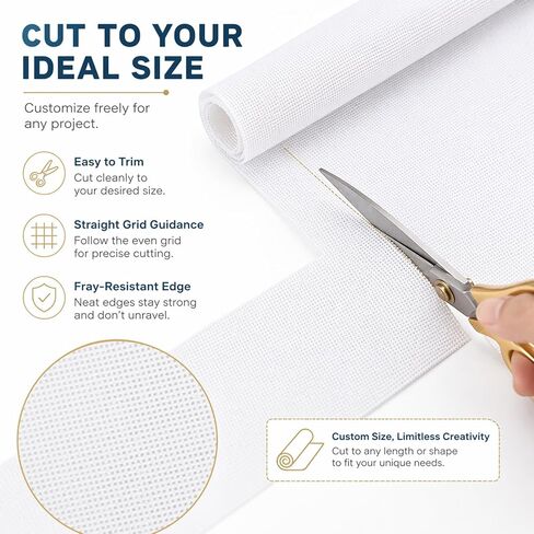 Needlepoint Blank Canvas 18 Mesh Beige Needlepoint Canvas Embroidery Blank White Cloth Cotton Fabric Durable&Beginner Friendly Cross Stitch Canvas20'‘x17'' in Kuwait