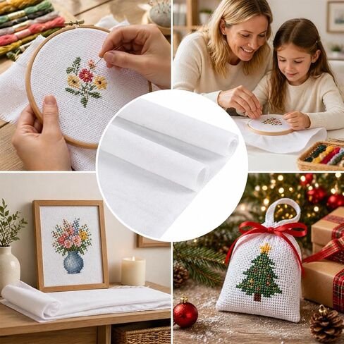 Needlepoint Blank Canvas 18 Mesh Beige Needlepoint Canvas Embroidery Blank White Cloth Cotton Fabric Durable&Beginner Friendly Cross Stitch Canvas20'‘x17'' in Kuwait