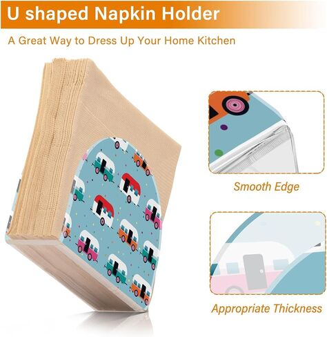 Happy Camper Caravan Napkin Holder, Acrylic Napkin Holders for Table Cocktail Napkins Dispenser Paper Stand for Home Kitchen Restaurant Bar, 1 Pc in Saudi Arabia