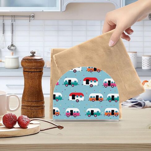 Happy Camper Caravan Napkin Holder, Acrylic Napkin Holders for Table Cocktail Napkins Dispenser Paper Stand for Home Kitchen Restaurant Bar, 1 Pc in Saudi Arabia