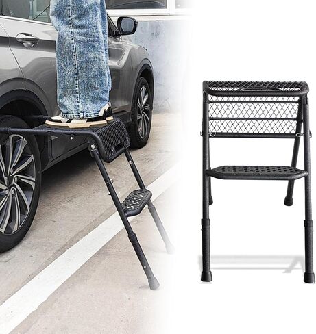 Universal SUV Tire Ladder Car Step, Foldable, Height Adjustable, Can Hold up to 30 Inch Tires,Fit for Tacoma;4runner;RAV4;Wrangler SUV Accessories in Kuwait